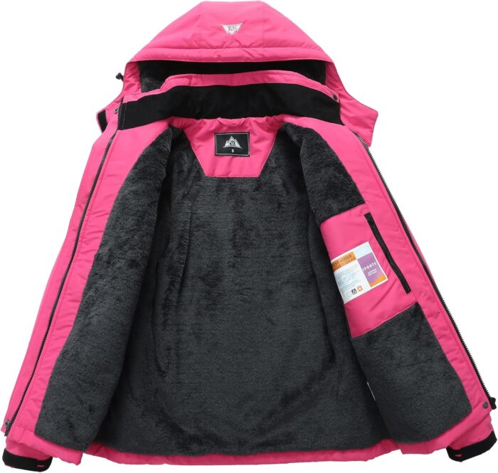 MOERDENG Women's Ski Jacket Waterproof Winter Coat Hooded Snowboarding Jacket Warm Winter Jacket - Image 3