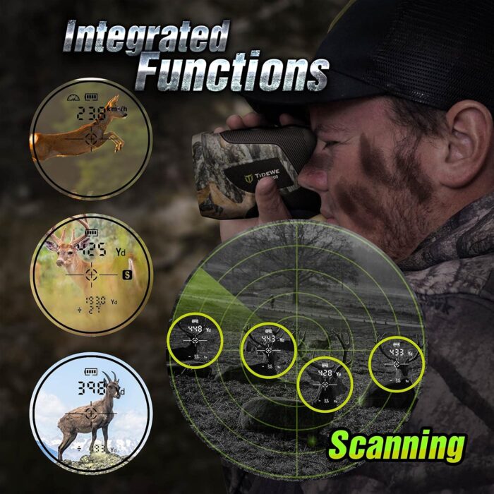 TIDEWE Hunting Rangefinder with Rechargeable Battery, 700/1000Y Camo Laser Range Finder 6X Magnification, Distance/Angle/Speed/Scan Multi Functional Waterproof Rangefinder with Case - Image 2