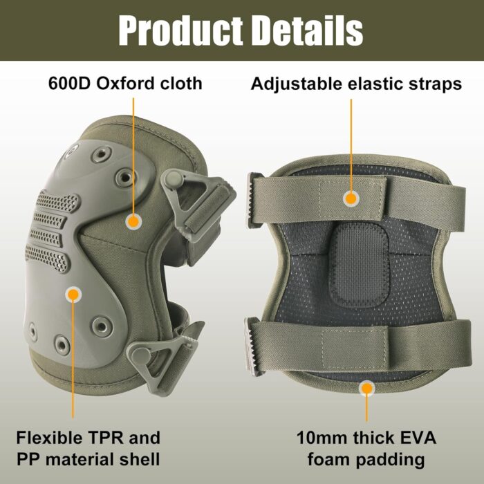 Tactical Professional Combat Knee Protective Pads Set Advanced Tactical Gear Set for Outdoor CS Paintball Game Cycling Safety Skateboarding Gear Skates Airsoft Hunting Knee Protection Guard Pads - Image 2
