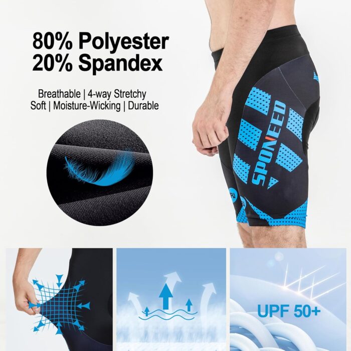 sponeed Men's Cycling Shorts Padded Bicycle Riding Pants Bike Biking Clothes Cycle Wear Tights - Image 5