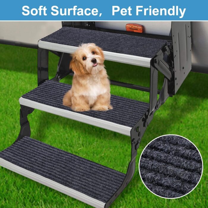 RV Step Covers Camper Stair Covers Must Haves RV Accessories, Non Slip Camper Step Covers, RV Step Rug, Waterproof Essential RV Step Carpet for Trailer Outside Steps, 3 Pack 22" x 7.5" - Image 2