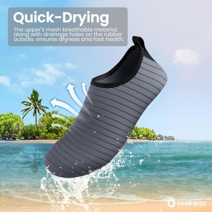 SEEKWAY Water Shoes Women Men Adult Quick-Dry Aqua Socks Barefoot Non Slip for Beach Swim River Pool Lake surf Black SK002(U) - Image 2