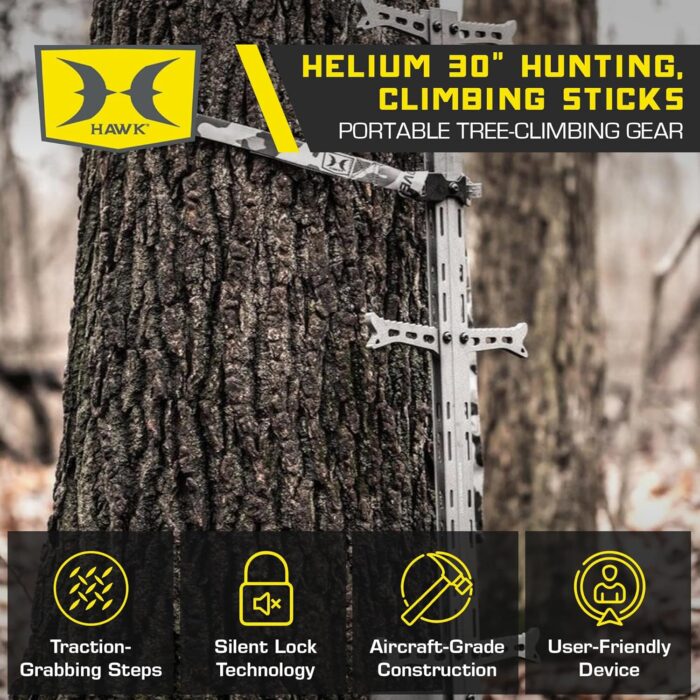 Helium 30" Lightweight Aluminum Treestand Climbing Sticks with Fold Up Steps and Boot Grabbing Grooves (1-Pack/3-Pack) - Image 2