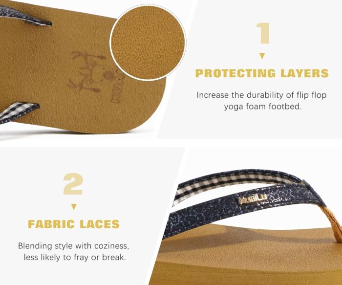 KuaiLu Womens Arch Support Flip Flops Comfortable Yoga Mat Slip on Summer Beach Walking Thong Cushion Sandals - Image 6