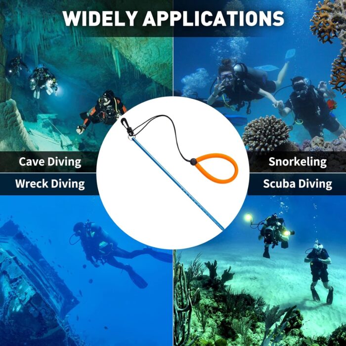Pecihiko Scuba Diving Stick, 13'' Aluminium Alloy Lobster Tickle Stick Pointer Rod with Measurement, Adjustable Lanyard and Swivel Snap Bolt for Underwater Shaker Noise Maker Snorkeling - Image 5