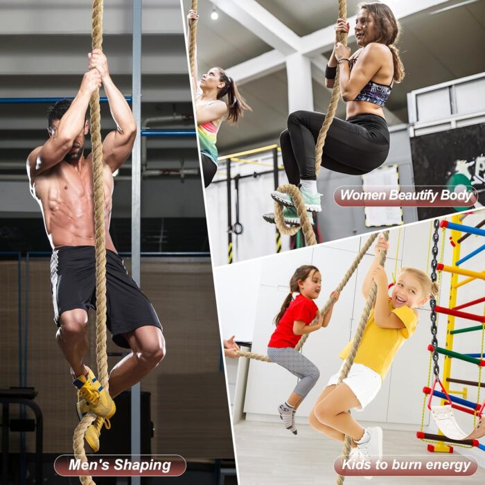 Climbing Rope 1.5 Inch Diameter 10FT 15FT 20FT 25FT 30FT 35FT Gym Climbing Rope for Fitness & Strength Training, Workout Exercises Climbing Rope for Adults Kids Outdoor or Home Indoor - Image 3