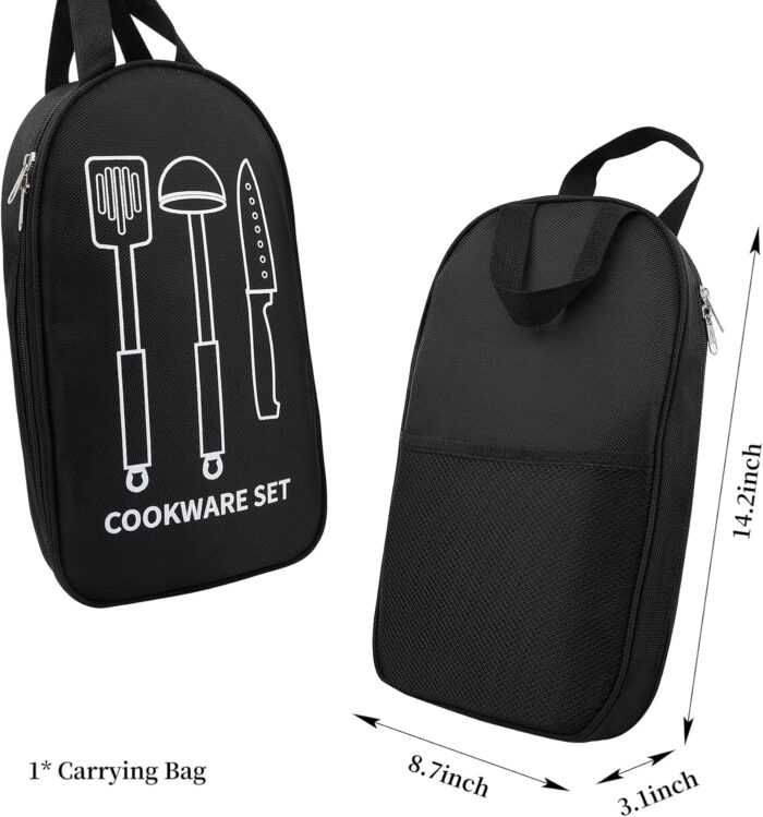 Camping Cooking Utensils Set, Stainless Steel Grill Tools, Camping BBQ Cookware Gear and Equipment for Travel Tenting RV Van Picnic Portable Kitchen Essentials Accessories - Image 6