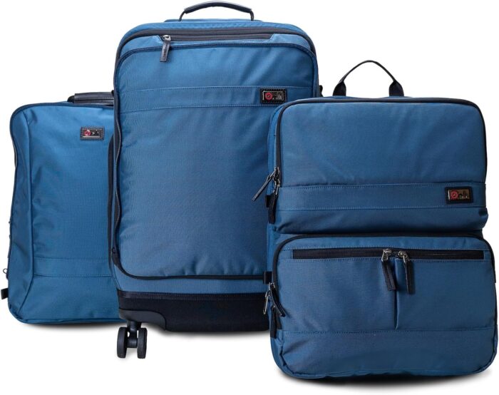 Trilogy Modular System I Modular 4-wheel spinner carry-on, with two zip-off bags! All 3 are Expandable! You get 3 bags in 1! Mix and match; take apart to fit crowded airplane spaces (Blue) - Image 3