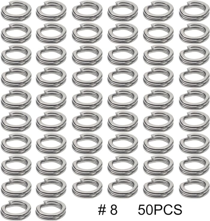 50Pcs Fishing Split Rings Stainless Steel Fishing Tackle Rings Chain Fishing Lures Connector Double Circles Split Rings Fishing Split Rings,Terminal Tackle and Accessories，Swivels and Snaps,Split Ring - Image 3