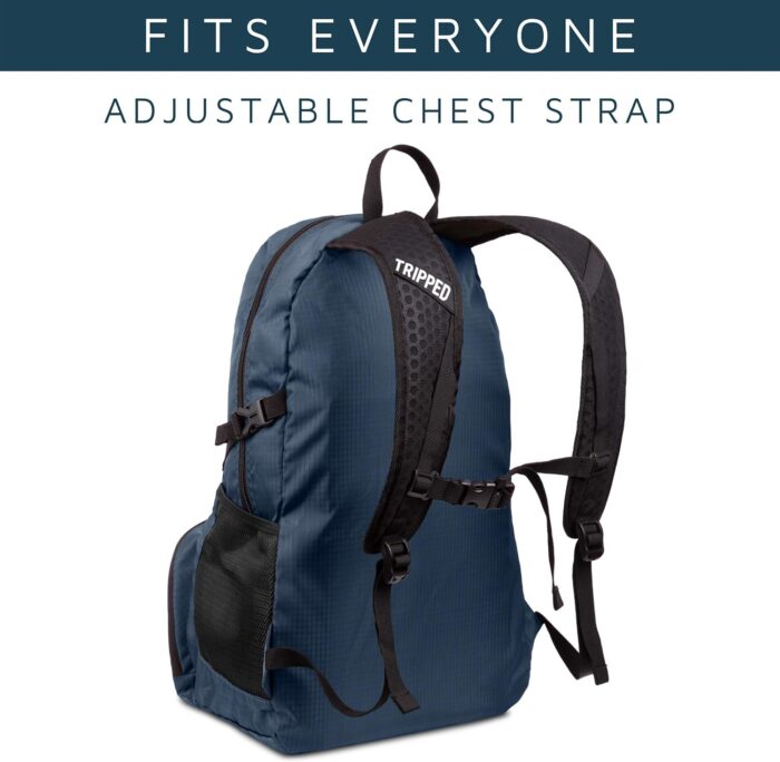 TRIPPED Travel Gear Traveling Backpack- Foldable collapsible lightweight backpack for travel (Blue) 35 liters - Image 7