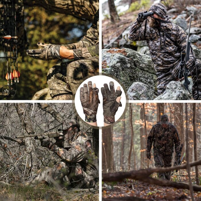 Camouflage Hunting Gloves, Lightweight Anti-Slip Full Finger Fingerless Touchscreen Camo Gloves Outdoor Tactical Hunting Gear Archery Accessories for Turkey Fishing Airsoft - Image 7