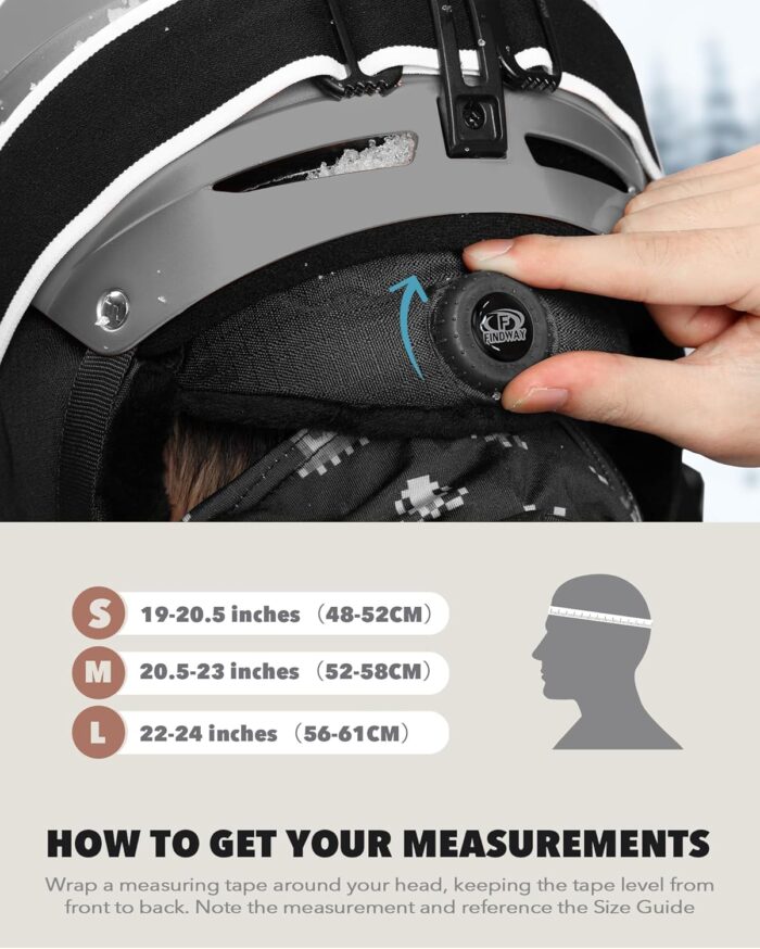 Findway Ski Helmet [Upgrade] Snowboard Helmet for Adults,[Goggles Friendly] Durable ABS Shell, Protective EPS Foam & Adjustable Dial, Snow Sport Helmet for Men, Women & Youth - Image 4