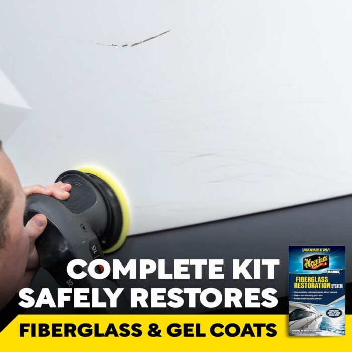 Meguiar's M4965 Marine/RV Fiberglass Restoration System, 3-Piece Marine Fiberglass Repair Kit Featuring Oxidation Remover for Boat Care Plus Boat Polish and Wax - Image 2