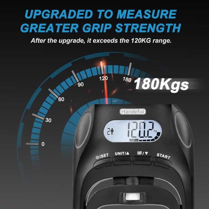 Handeful Grip Strength Tester Trainer - Dynamometer Handgrip Measurer Meter, Handheld Strengthener Exerciser for Sports, School, and Home Use (198Lbs / 90Kgs) - Image 2
