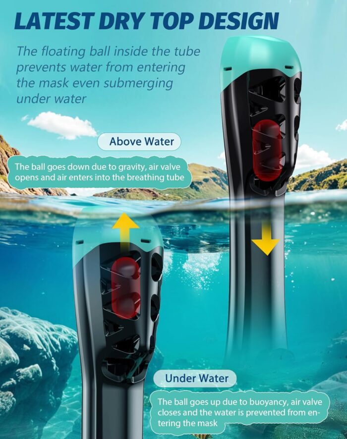Full Face Snorkel Mask- Snorkeling Gear for Adults with Safe Dry Top Breathing System, 2025 Latest Foldable Panoramic View Snorkeling Mask for Men and Women, Anti Fog Anti Leak - Image 3