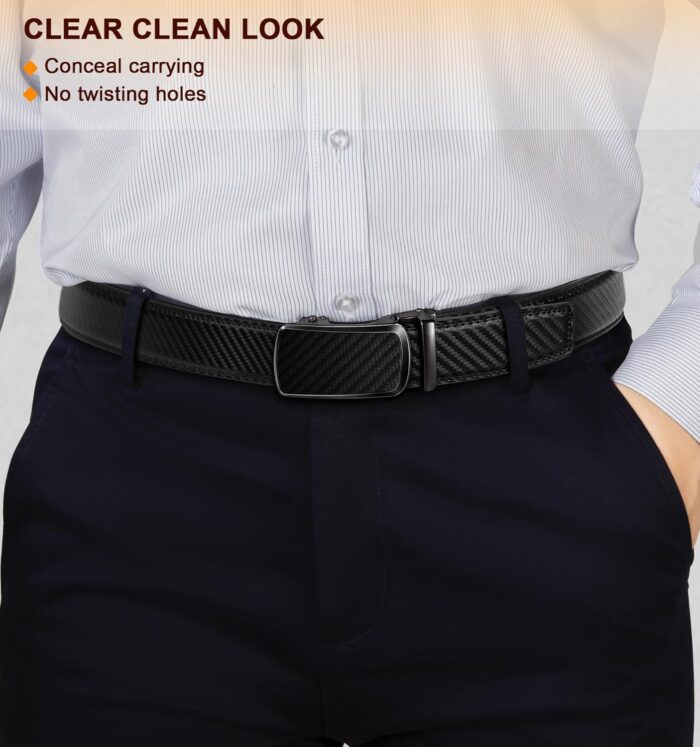 BULLIANT Men's Ratchet Belt 2 Pack-Click Leather Belt Adjustable for Men Gift 1 3/8-Cut for Perfect Fit - Image 7