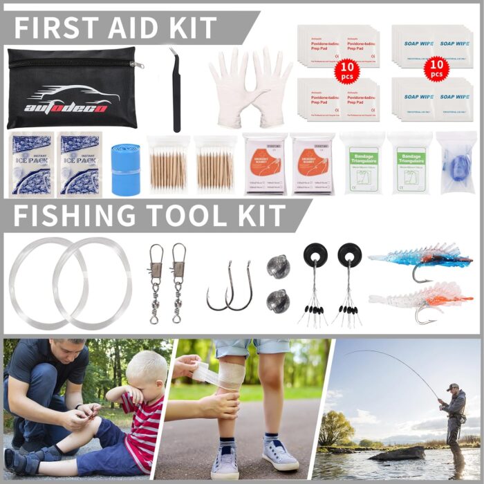 Emergency Survival Kit, Camping First Aid Survival Kit with Molle Pouch for Earthquake Preparedness Outdoor Adventure, Black - Image 8