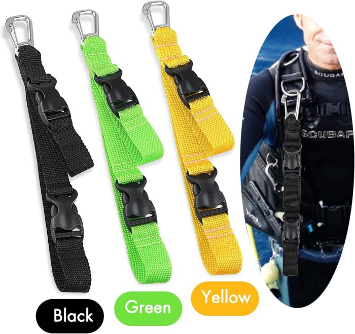 Scuba Fin & Mask Holder, Diving BC Fins Keeper and Mask Clip with Two Quick-release Loop Lanyard Webbing Strap - Image 7