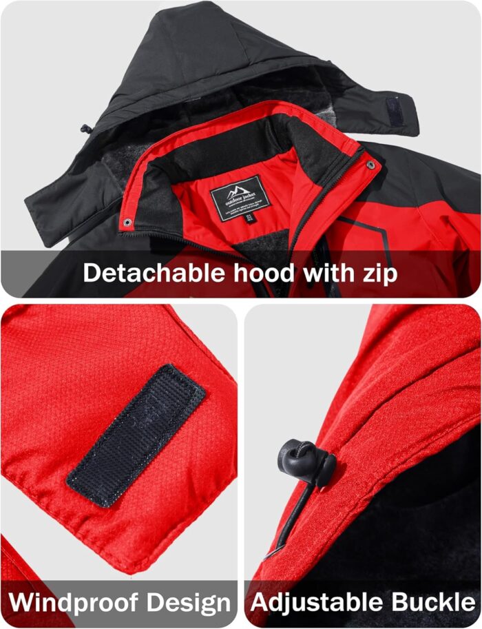 MAGCOMSEN Men's Winter Coats Water Resistant Ski Snow Jacket Warm Fleece Jacket Parka Raincoats With Multi-Pockets - Image 4