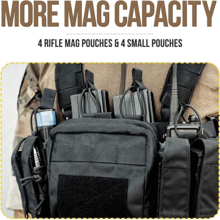VISMIX Tactical Chest Rig, Adjustable&Detachable Molle Chest Rigs with Mag Pouch - Image 2