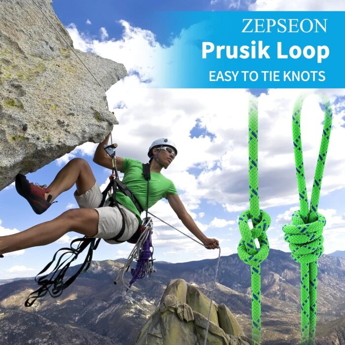 Accessory Cord 8mm (5/16in) 30M(100ft) Prusik Cord Double Braid Pre Cut Marine Rope Nylon Rope CE/UIAA High Tensile Strength for Tree Climbing, Arborist, Mountaineering, Canyoneering - Image 6