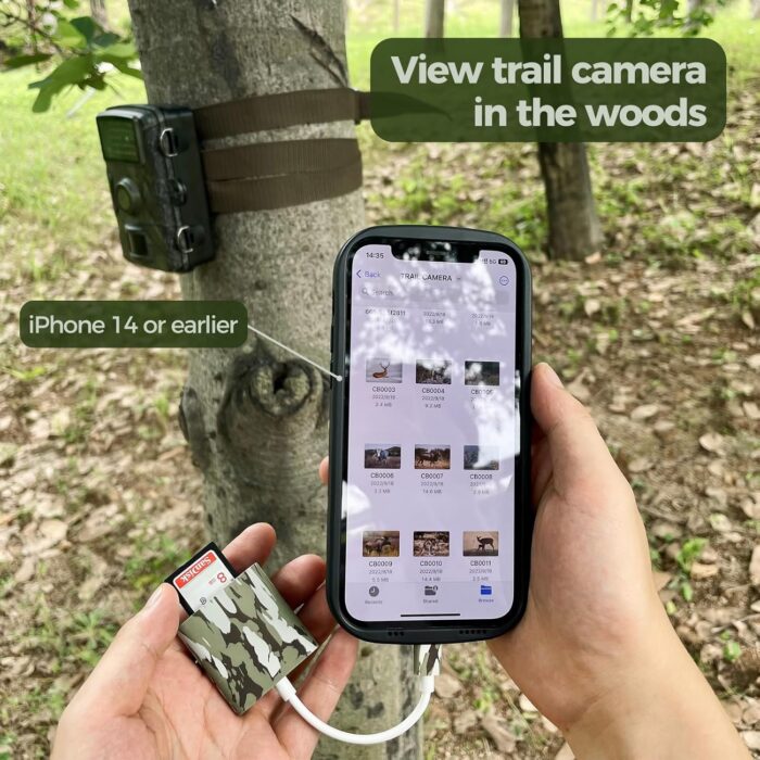 Trail Camera Viewer, Game Camera SD Card Reader for Hunters to View Images and Videos for iPhone 6S, SE, 7, 8, X, 11, 12, 13, 14 Series - Image 2