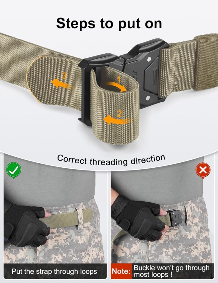 JUKMO Quick Release Tactical Belt, Military Work 1.5" Nylon Web Hiking Belt with Heavy Duty Seatbelt Buckle - Image 8