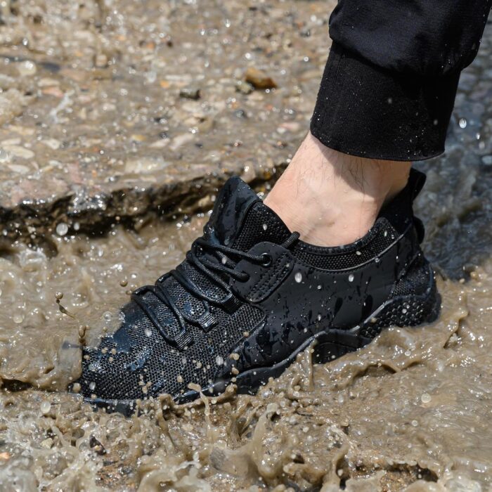 ulogu Waterproof Shoes for Men Women Non Slip Work Sneakers Food Service Water Resistant Slip on Walking Shoes Black - Image 4