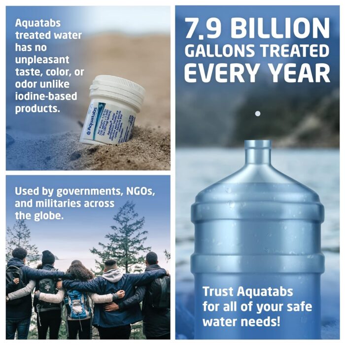Aquatabs 397mg Water Purification Tablets (100 Pack). Water Filtration System for, Camping, Boating, Emergencies, Survival, RVs, and Marine-Use. Easy to Use Treatment and Disinfection. - Image 3