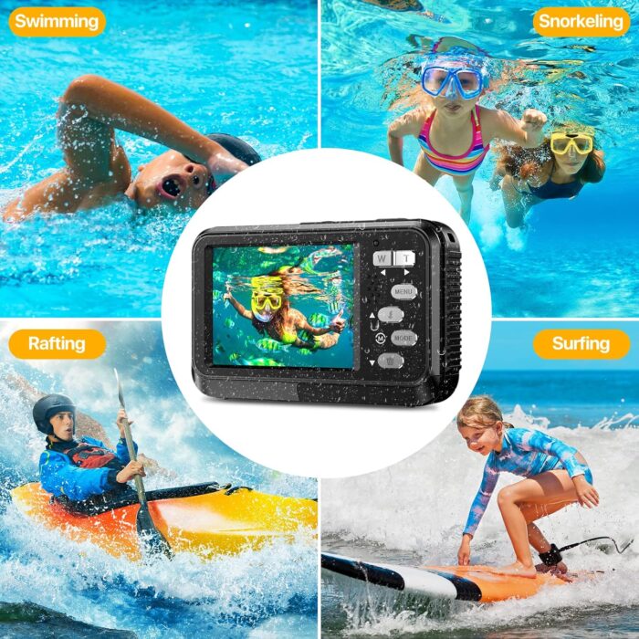 4K Underwater Camera with 64GB Card, 11FT Waterproof Camera Dual-Screen Selfie Underwater Cameras for Snorkeling 16X Digital Zoom Waterproof Digital Camera 2 Batteries (Blue) - Image 7