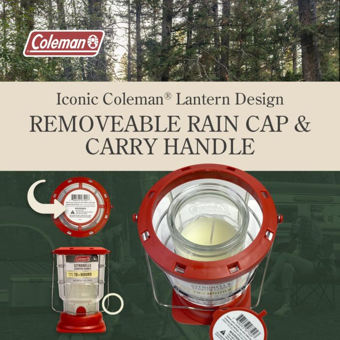 Coleman 70+ Hour Outdoor Candle Lantern - Classic Design, Easy Carry & Hang, Extended Burn Time - Essential for Camping, Picnics, and Patio Ambiance - 6.7 oz, Red - Image 3