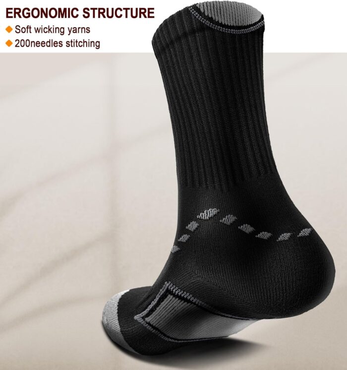 BULLIANT Men Athletic Socks, Compression Sports Crew Socks Cushioned For Men Outdoor Running Hiking-Arch Compression Support - Image 2