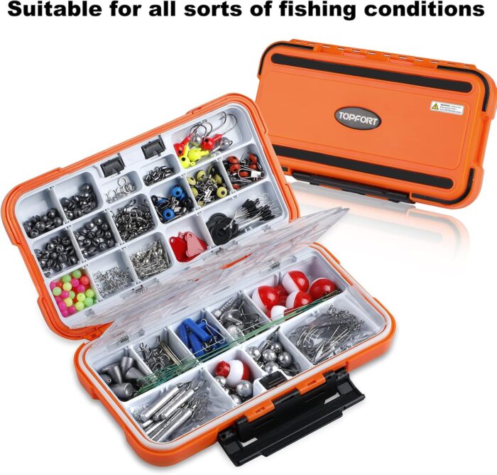 TOPFORT 187/343pcs Fishing Accessories Kit, Organized Fishing Tackle Box with Tackle Included, Fishing Hooks, Fishing Weights Sinkers, Fishing Gear and Equipment, Fishing Gift for Men - Image 2