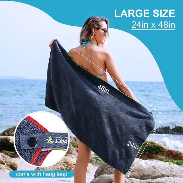 4Monster 4 Pack Microfiber Camping Towel Quick Dry, Super Absorbent Travel Towel with Waterproof Bag, Lightweight Boat Towel for RV, Sport, Gym, Beach, Pool, Swim,Family Trip - Image 6