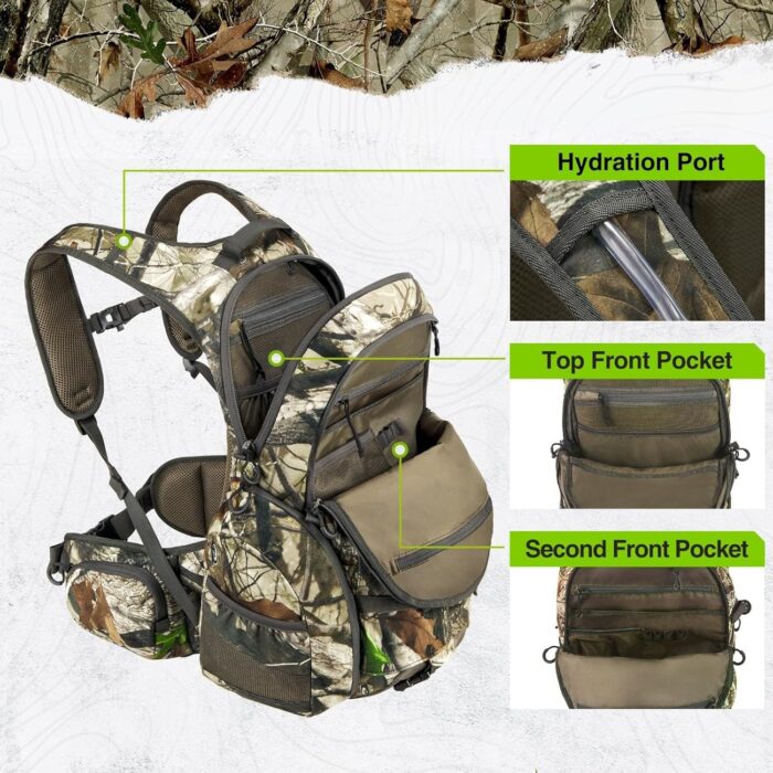 TIDEWE Hunting Backpack, Waterproof Camo Hunting Pack with Rain Cover, Long-Lasting Large Capacity Hunting Day Pack for Rifle Bow Gun (Next Camo G2) - Image 3