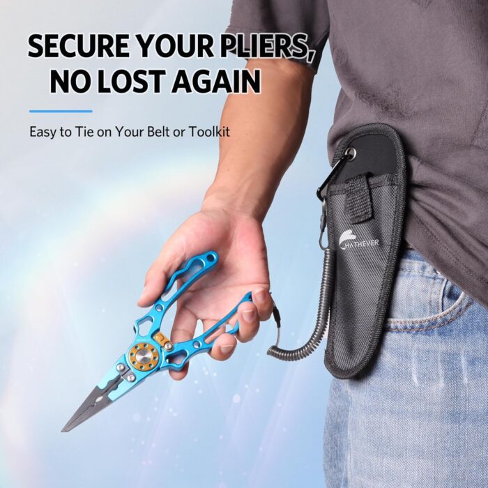 Fishing Pliers Saltwater, Split Ring Pliers Hook Remover with Safety Lock, Fishing Tools with Sheath and Lanyard, Fishing Gifts for Men - Image 7