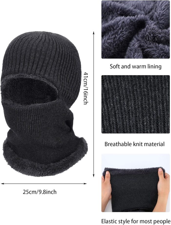 2 Pieces Winter Face Mask Ski Masks Warm Knitted Balaclava for Men Women Fleece Windproof Face Cover for Outdoor Sports - Image 3