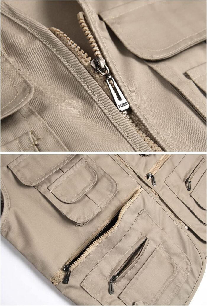 Men’s Fishing Vest Summer Outdoor Work Safari Travel Photo Vest with Multi Pockets - Image 5