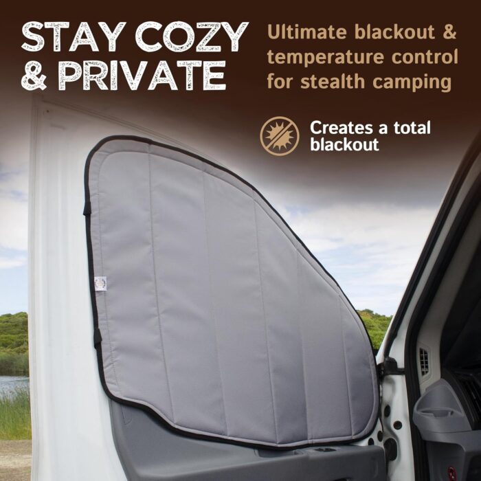 Living in a Bubble Insulated Blackout Front Window Covers for Ford Transit 2015-Current Mid & High Roof (Pair). Van Life Essentials & Camper Van Accessories - Image 2
