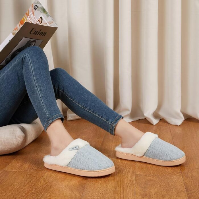 NineCiFun Women's Slip on Fuzzy House Slippers Memory Foam Slippers Scuff Outdoor Indoor Warm Plush Bedroom Shoes with Faux Fur Lining - Image 2