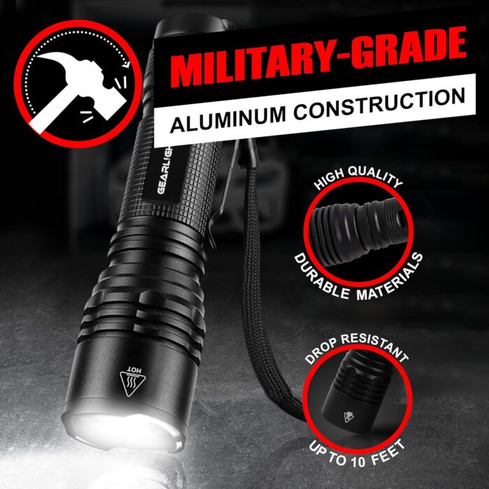 GearLight LED Tactical Flashlights High Lumens - Mini Flashlights for EDC Carry - Compact Powerful Emergency Flashlight Made from Military-Grade Aluminum - Drop Resistant and Water Resistant - Image 6