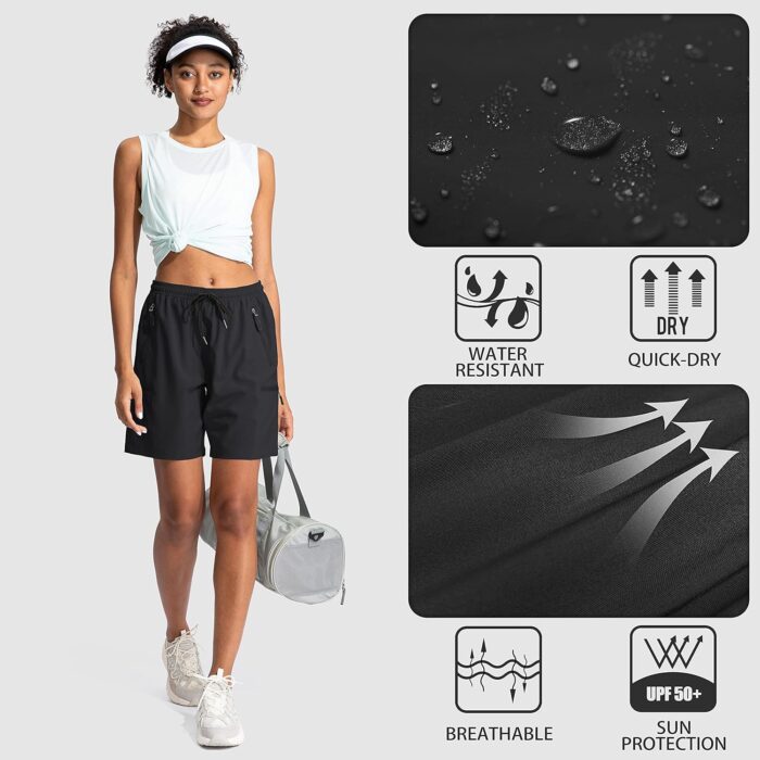 SANTINY Women's 5''/ 7''/9'' Hiking Cargo Shorts Quick Dry Lightweight Summer Shorts for Women Athletic Golf Zipper Pockets - Image 5