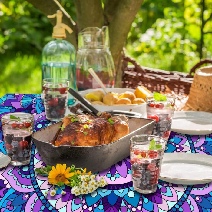 Fitted Picnic Table Cover with Bench Covers Vinyl Waterproof Elastic Edges Fitted Rectangle Tables Patio Tablecloth Camping Gear and Essentials Rv Accessories Road Trip Supplies Car Travel Must Haves - Image 7