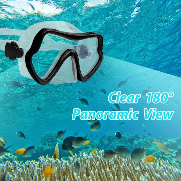 Snorkel Set, Snorkeling Gear for Adults with Dry Top Snorkel Mask and Tempered Glass Lens, Travel Diving & Snorkeling Equipment, Adult Scuba Mask and Snorkel - Image 2