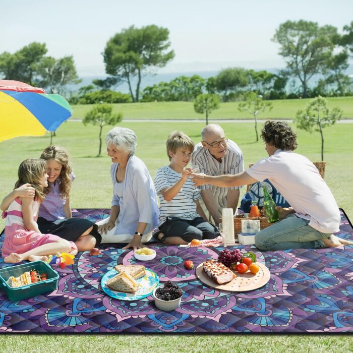 Picnic Blankets Oversized 60x80 Beach Blanket Waterproof Sandproof Foldable Large Outdoor Grass Mat Travel Camping Essentials RV Road Trip Accessories Vacation Gear Gifts for Couple Women Mom - Image 2