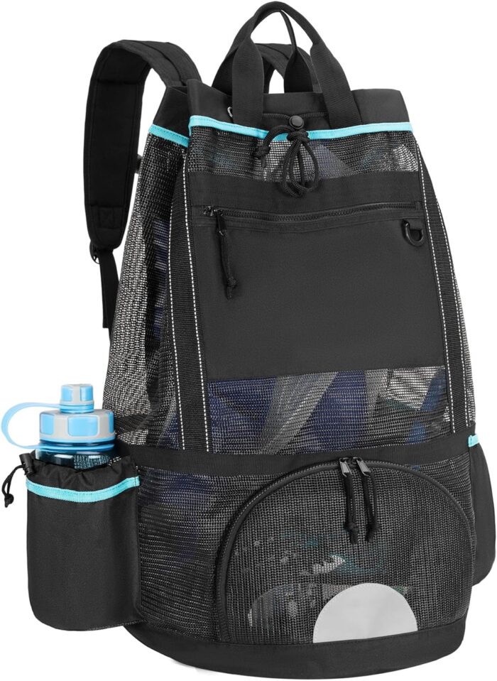 Fasrom Scuba Diving Bag, XL Mesh Dive Bag Backpack for Snorkeling Gear, Mask, Fins, Snorkel, with Shoe Compartment and Wet & Dry Separation, Black(Patent Design, Empty Bag Only)