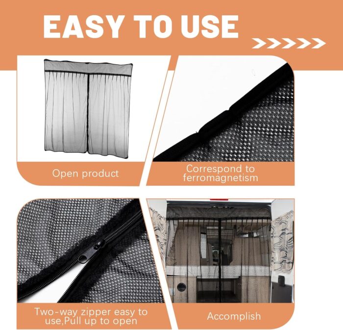 Van Bug Screen High Roof Mosquito Bug Net for Camping Screen Universal Size Mosquito Net Center Zipper Closure with Zipper Van Camping(Large, 83 x 60 Inch) - Image 3