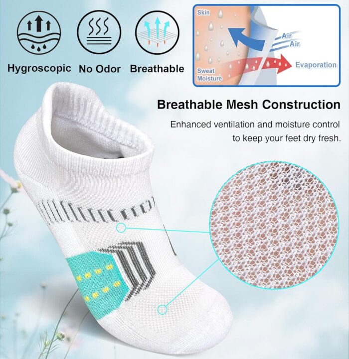 Womens Athletic Cushioned Anti-Blister Comfort Running Ankle Socks 5 Pairs - Image 4