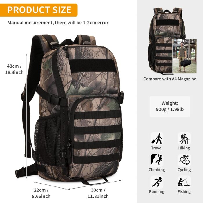 HUNTVP Military MOLLE Backpack Hunting Rucksack Gear Tactical Backpack Assault Pack 25L - Image 3