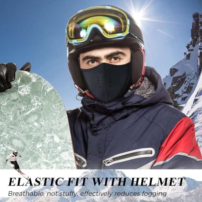 WTACTFUL Balaclava Cold Weather Half Face Mask for Men Women Windproof Warm Thermal Breathable for Skiing Snowboarding Motorcycle Cycling Hiking Winter Outdoor Sports 2pcs-Black #1 - Image 5